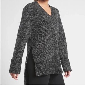 EUC - Athleta Shasta V-Neck Marled Wool Blend Sweater - Size M